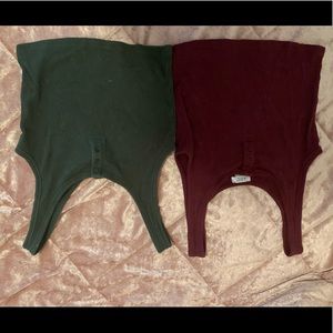 Red and green crop tops